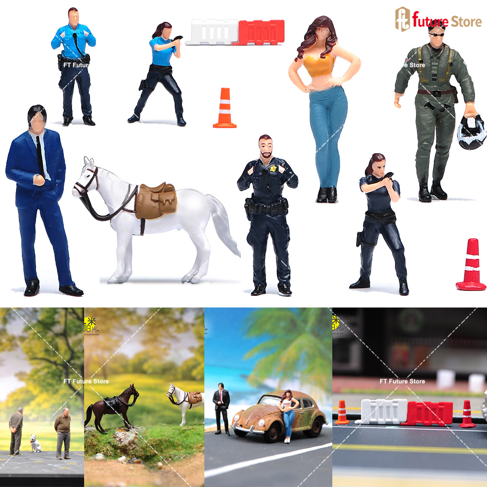 Model Kit Horse - Boyalı Minyatürler 1/64 Ölçekli Polis Güzellik