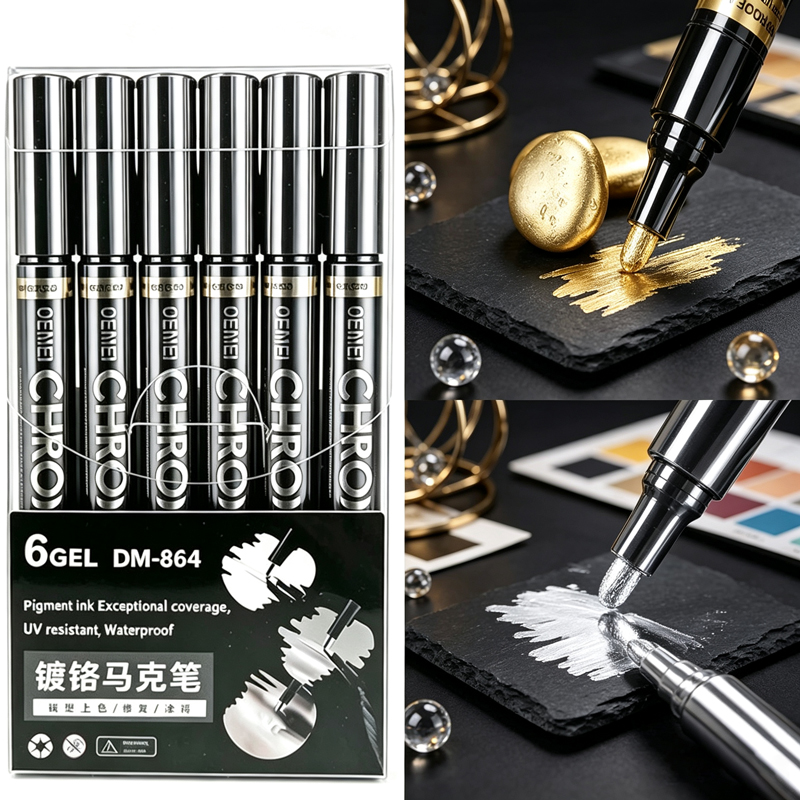 Metallic Paint Set - 1/3/5/12 adet Krom Ayna Kalemi Seti,