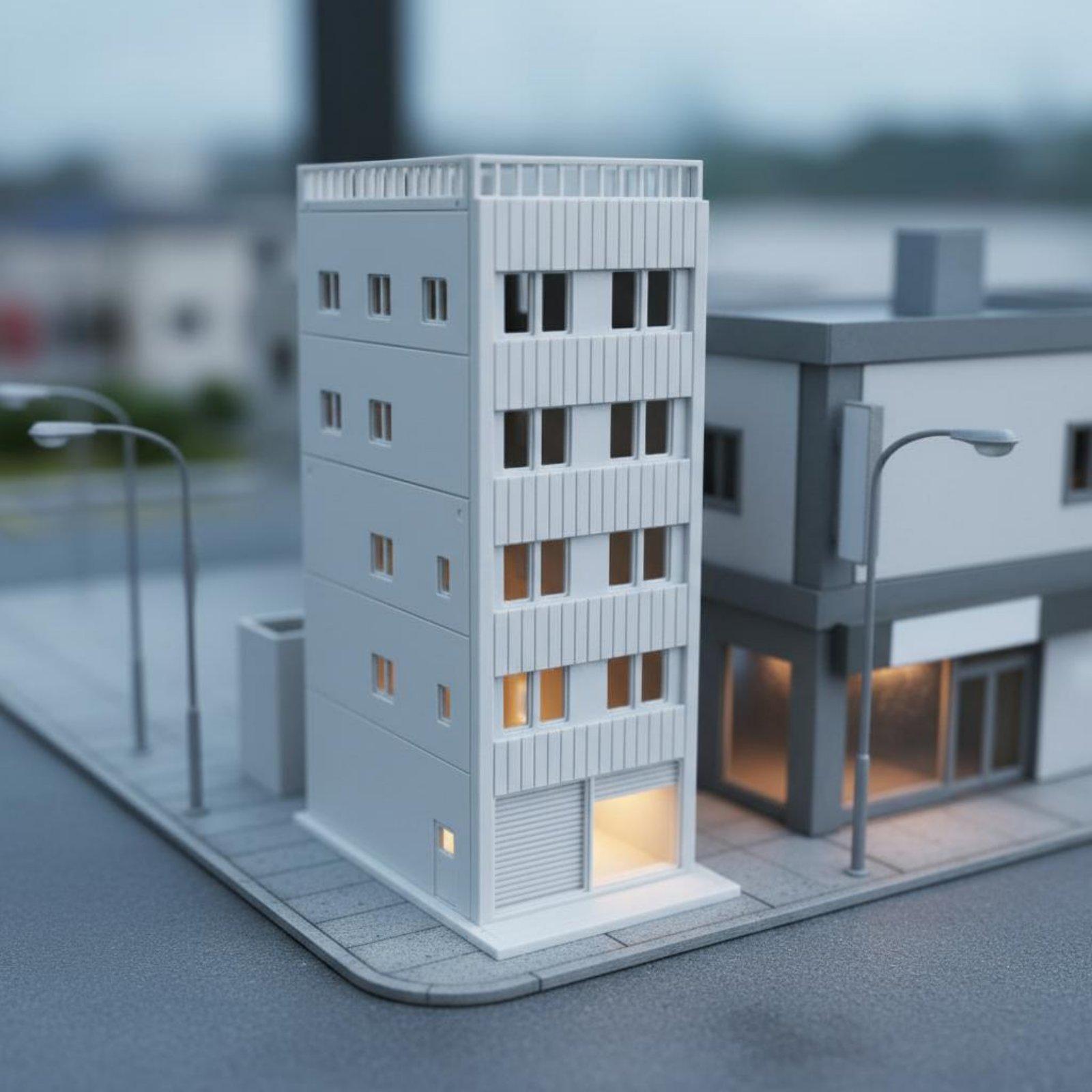 Model Kit Plastic - Mimari Proje ve Sokak Manzarası Dioraması