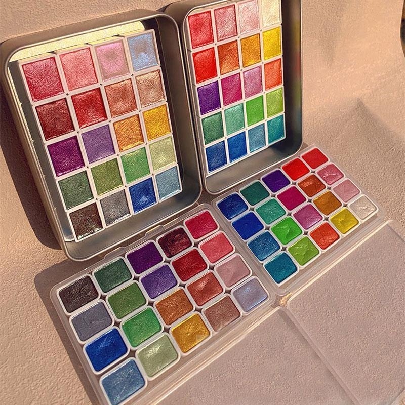 Metallic Paint Set - Sedefli Boyalar Taşınabilir 20 Renk Katı